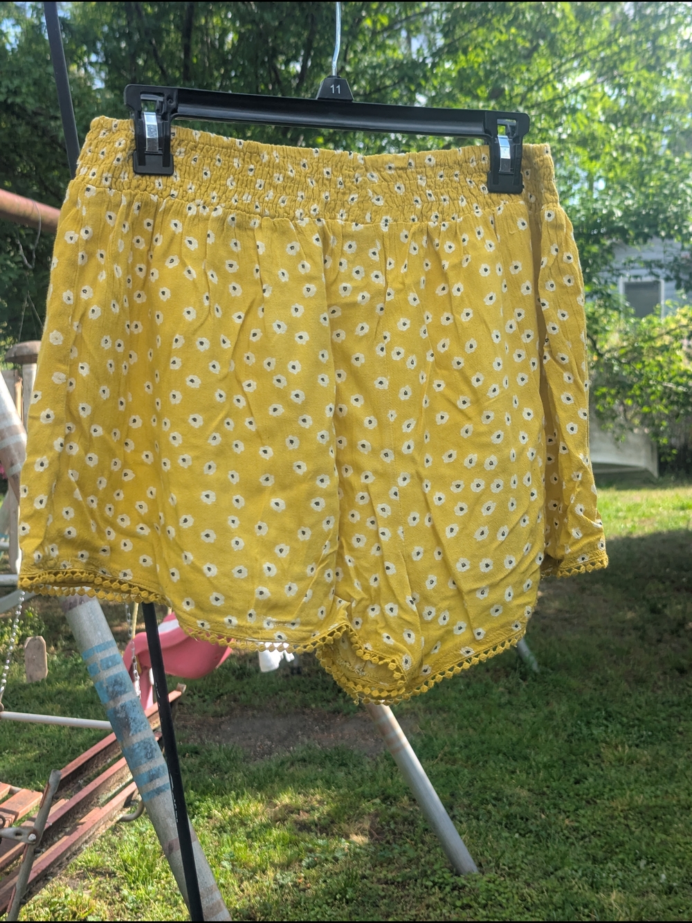 RD Style Yellow Floral Smocked High-Waist Shorts